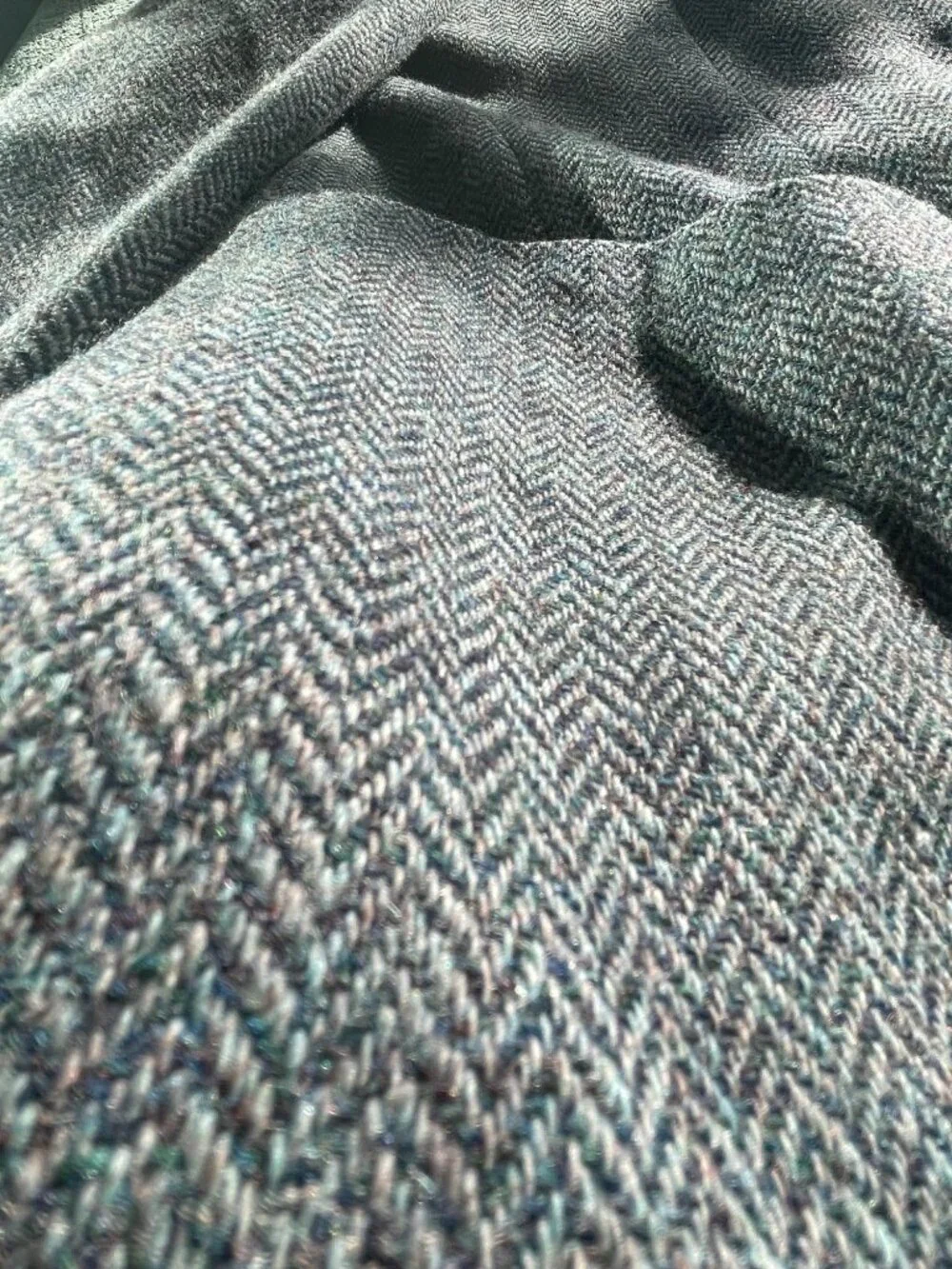 Holland & Sherry Mens Wool Herringbone Blazer In Gray With Satin Lining Size XL